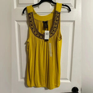 Grace Elements Women’s Yellow Rayon Scoop Neck Sleeveless Top Blouse NWT XL